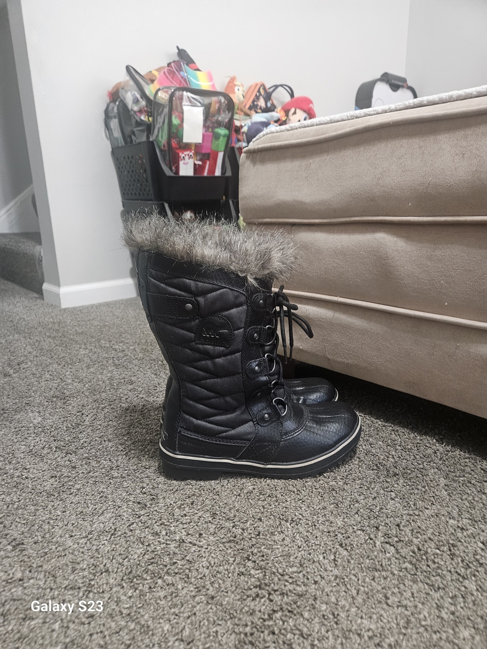 Sorel Tofino II Black Faux Fur Waterproof Winter Snow Boots Women's US 9 EU 40
